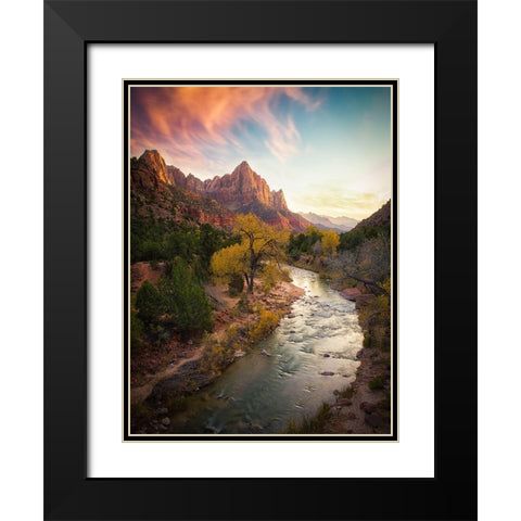 Zion National Park Black Modern Wood Framed Art Print with Double Matting by Zheng, Michael