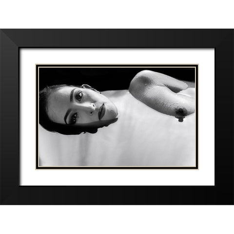 Calm Black Modern Wood Framed Art Print with Double Matting by Chai Telan, Thanakorn