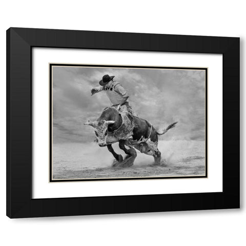 Ram Rodeo Black Modern Wood Framed Art Print with Double Matting by Wang, Yun
