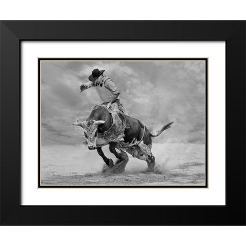 Ram Rodeo Black Modern Wood Framed Art Print with Double Matting by Wang, Yun