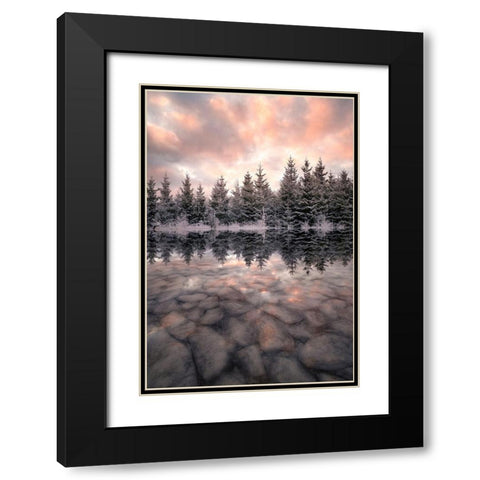 Melting Black Modern Wood Framed Art Print with Double Matting by Lindsten, Christian