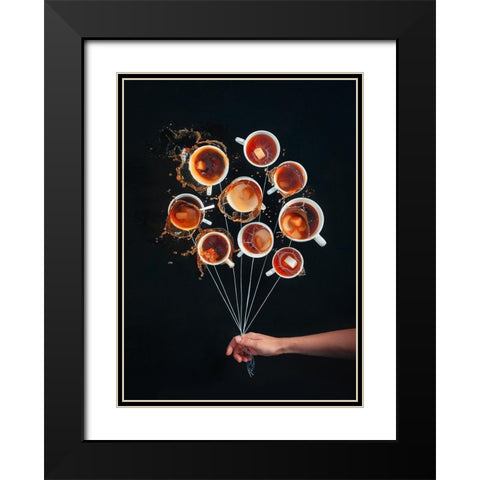 Coffee Balloons Black Modern Wood Framed Art Print with Double Matting by Belenko, Dina