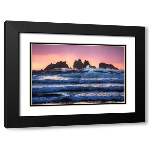 Bandon Beach Layers Black Modern Wood Framed Art Print with Double Matting by Gastager, Daniel