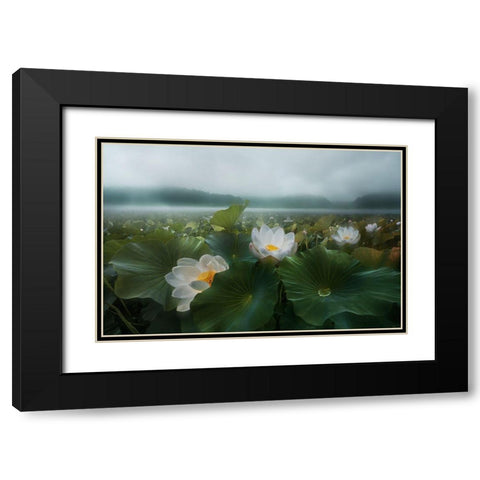 The Morning Rain Black Modern Wood Framed Art Print with Double Matting by Shanyewuyu