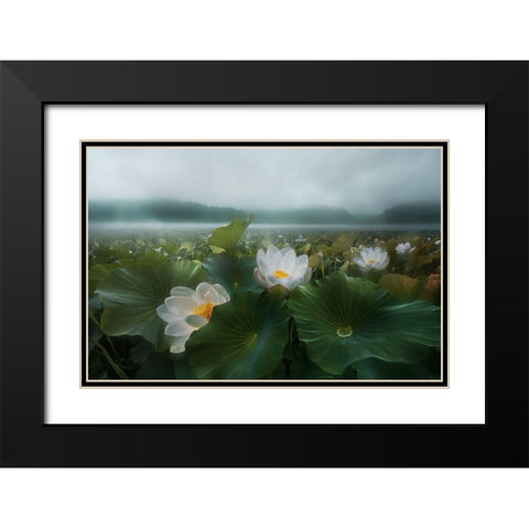 The Morning Rain Black Modern Wood Framed Art Print with Double Matting by Shanyewuyu
