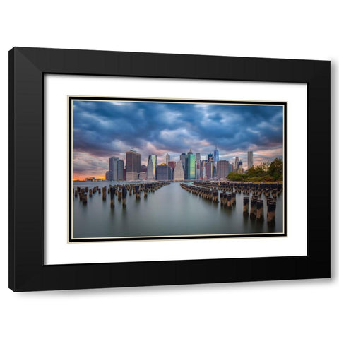 Manhattan Black Modern Wood Framed Art Print with Double Matting by Zheng, Michael
