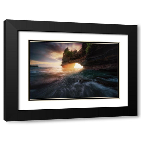 Pura Batu Bolong 2. Black Modern Wood Framed Art Print with Double Matting by Pablo de, Juan