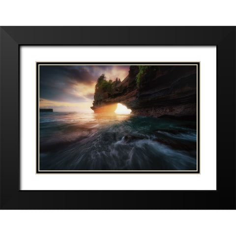 Pura Batu Bolong 2. Black Modern Wood Framed Art Print with Double Matting by Pablo de, Juan