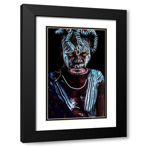 Mursi Woman Black Modern Wood Framed Art Print with Double Matting by Damico, Giuseppe
