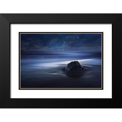Blue Velvet Black Modern Wood Framed Art Print with Double Matting by Del Grosso, Sebastien