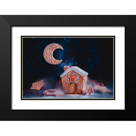 Winter Moon Black Modern Wood Framed Art Print with Double Matting by Belenko, Dina