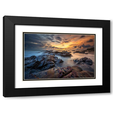Rainbow Rocks Black Modern Wood Framed Art Print with Double Matting by Song, Gunarto