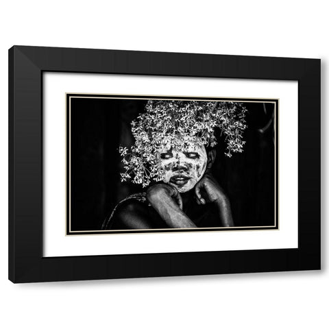 Suri Boy Black Modern Wood Framed Art Print with Double Matting by Vidak, Vedran
