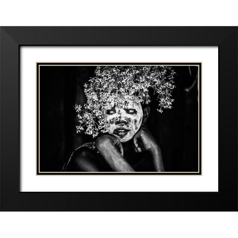 Suri Boy Black Modern Wood Framed Art Print with Double Matting by Vidak, Vedran