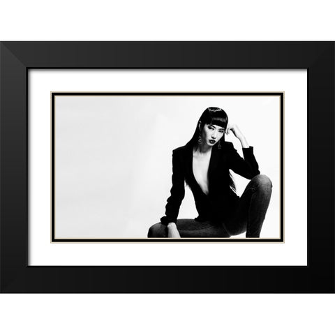 Less Is More Black Modern Wood Framed Art Print with Double Matting by Ishikawa, Keiichi