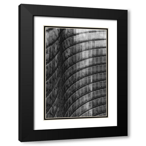 Sloping Lines Black Modern Wood Framed Art Print with Double Matting by Van Son, Greetje