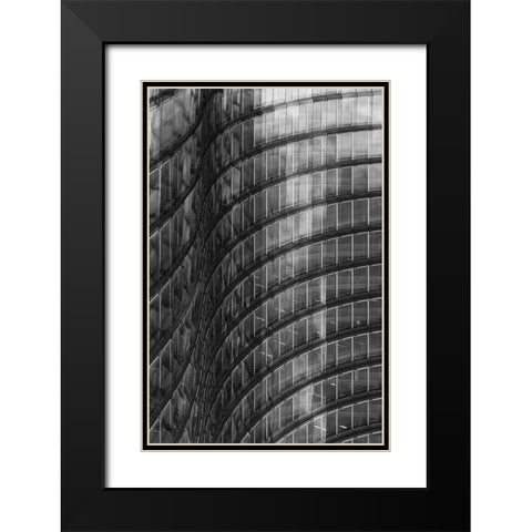 Sloping Lines Black Modern Wood Framed Art Print with Double Matting by Van Son, Greetje