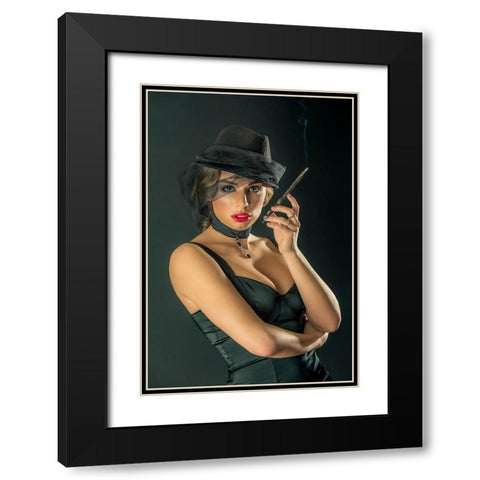 Masha Black Modern Wood Framed Art Print with Double Matting by Kokinskiy, Sergey