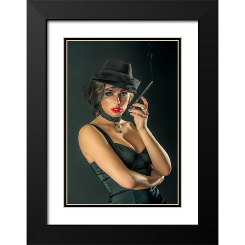 Masha Black Modern Wood Framed Art Print with Double Matting by Kokinskiy, Sergey