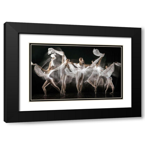 Ballerina Story Black Modern Wood Framed Art Print with Double Matting by Suherman, Martha