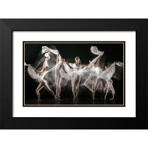 Ballerina Story Black Modern Wood Framed Art Print with Double Matting by Suherman, Martha