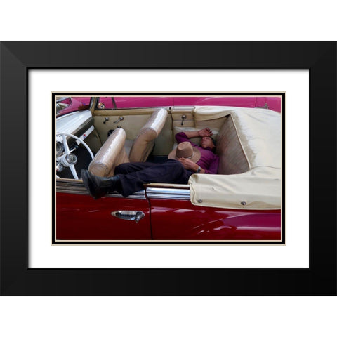 Cuba Impression No.4 Black Modern Wood Framed Art Print with Double Matting by Wu, Yawen