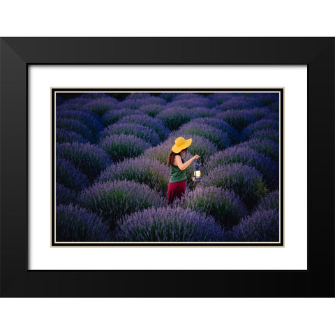 Lavender Black Modern Wood Framed Art Print with Double Matting by Ayden, Cem