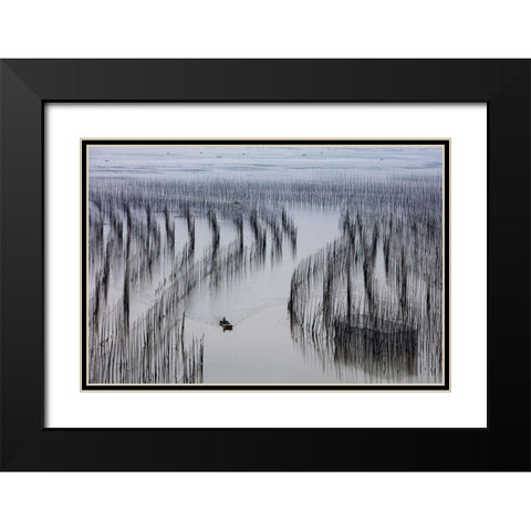 Return Home Black Modern Wood Framed Art Print with Double Matting by Woo Ryu, Shin