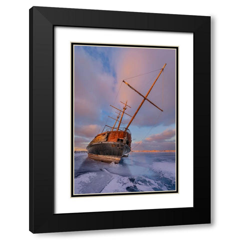 Frozen Black Modern Wood Framed Art Print with Double Matting by Huang, Richard