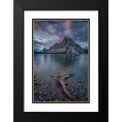 A Cloudy Day In Bow Lake Black Modern Wood Framed Art Print with Double Matting by Zheng, Michael