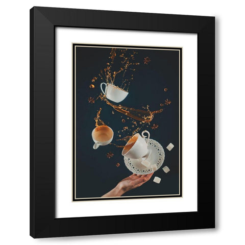 Coffee Mess Black Modern Wood Framed Art Print with Double Matting by Belenko, Dina