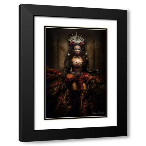 Lady Of The Night Black Modern Wood Framed Art Print with Double Matting by Siegart