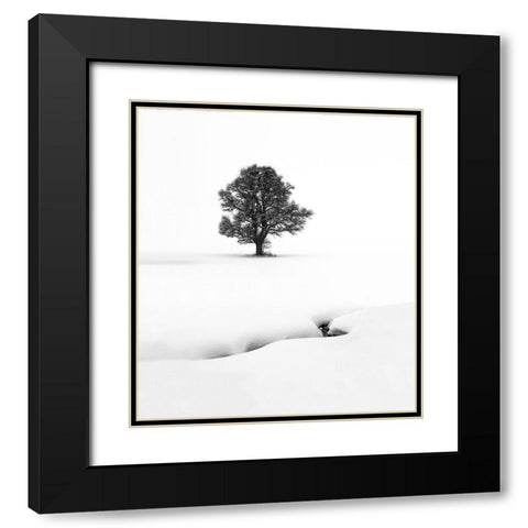 Le Solitaire Black Modern Wood Framed Art Print with Double Matting by Pelissier, Marc