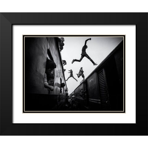 Train Jumpers Black Modern Wood Framed Art Print with Double Matting by Rebro, Marcel