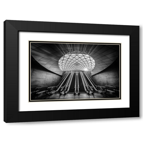 Triangeln Black Modern Wood Framed Art Print with Double Matting by Buder, Stefan