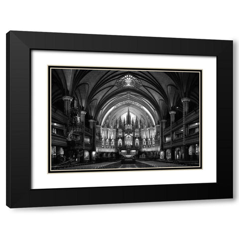 Notre-Dame Basilica Of Montreal Black Modern Wood Framed Art Print with Double Matting by Tjandra, C.S.