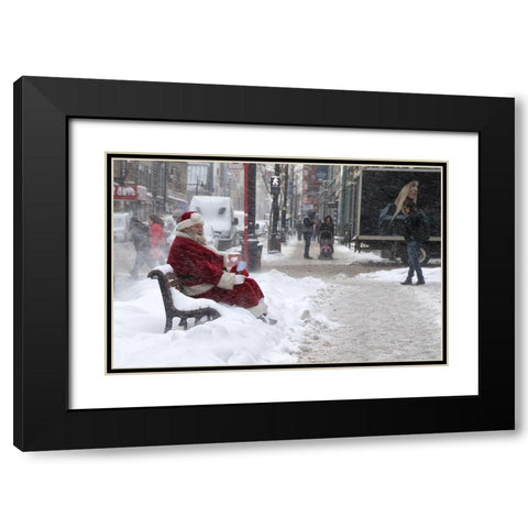 Santa Claus Black Modern Wood Framed Art Print with Double Matting by Tjandra, C.S.