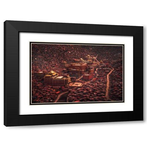 The Buddha Domain Black Modern Wood Framed Art Print with Double Matting by Tianqi