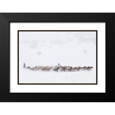 Winter Pastures Black Modern Wood Framed Art Print with Double Matting by Xu, Tony