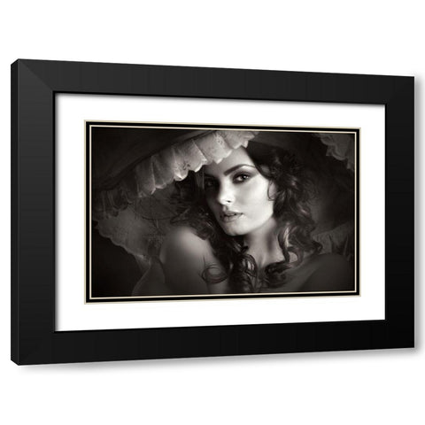 Sanziana Black Modern Wood Framed Art Print with Double Matting by Lia, Adela
