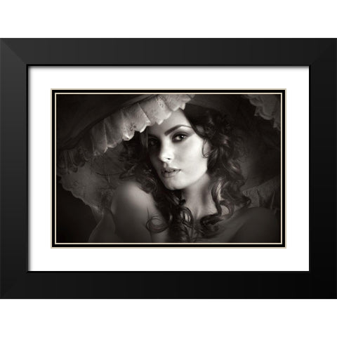 Sanziana Black Modern Wood Framed Art Print with Double Matting by Lia, Adela