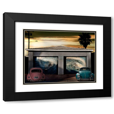 Beetles Black Modern Wood Framed Art Print with Double Matting by Butterworth, Larry