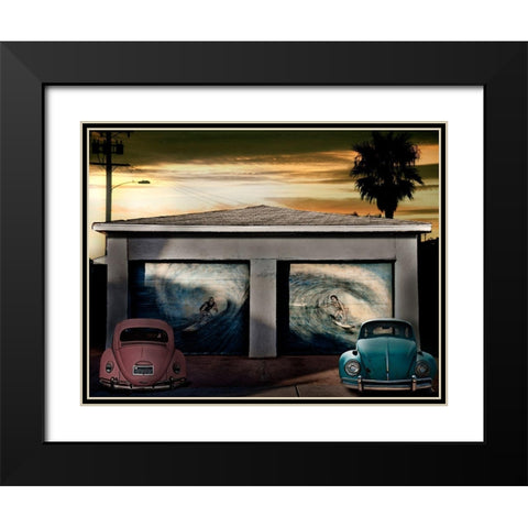 Beetles Black Modern Wood Framed Art Print with Double Matting by Butterworth, Larry