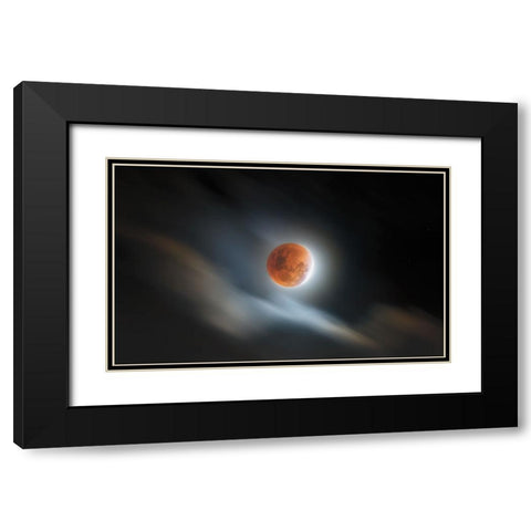 Super Blood Lunar Eclipse Black Modern Wood Framed Art Print with Double Matting by Juniawan, Rooswandy