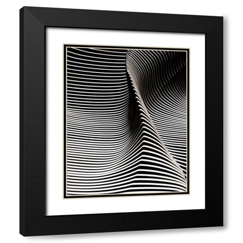Wave 2 Black Modern Wood Framed Art Print with Double Matting by Behnamnasri