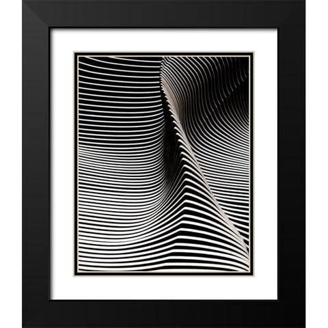 Wave 2 Black Modern Wood Framed Art Print with Double Matting by Behnamnasri