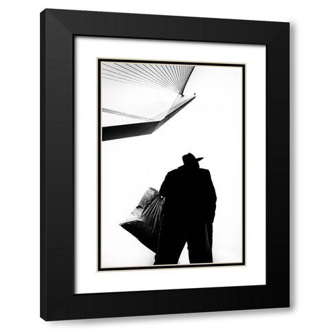 Strings Black Modern Wood Framed Art Print with Double Matting by Shepelev, Yuri