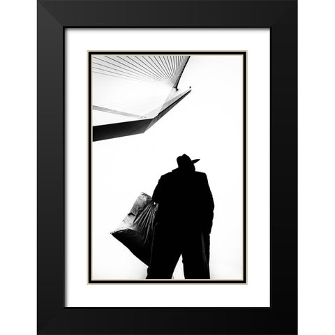 Strings Black Modern Wood Framed Art Print with Double Matting by Shepelev, Yuri