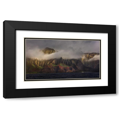 Ancient Cliff Black Modern Wood Framed Art Print with Double Matting by Wangqian, Jerry