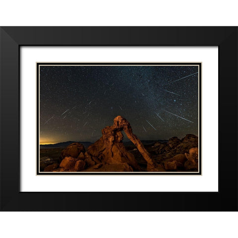 Geminid Meteor Shower Above The Elephant Rock Black Modern Wood Framed Art Print with Double Matting by Zhu, Hua